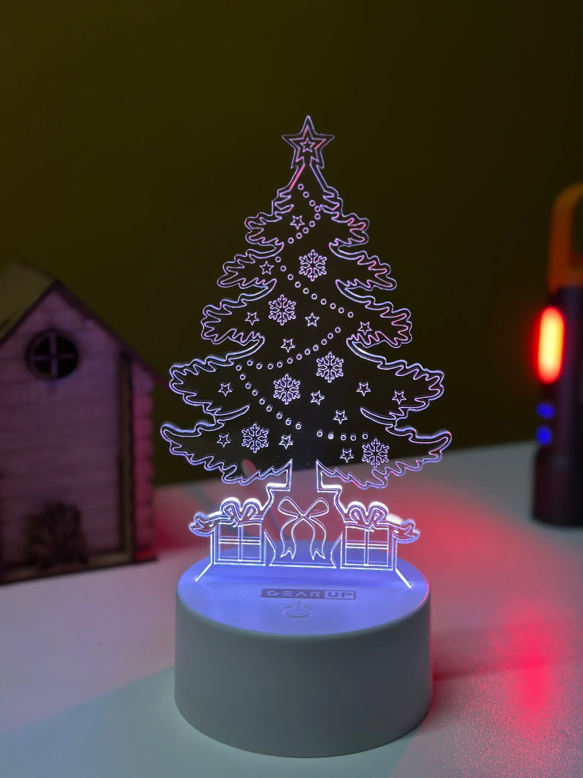 GearUP Acrylic Multicolor Night Lamp (Christmas Tree)