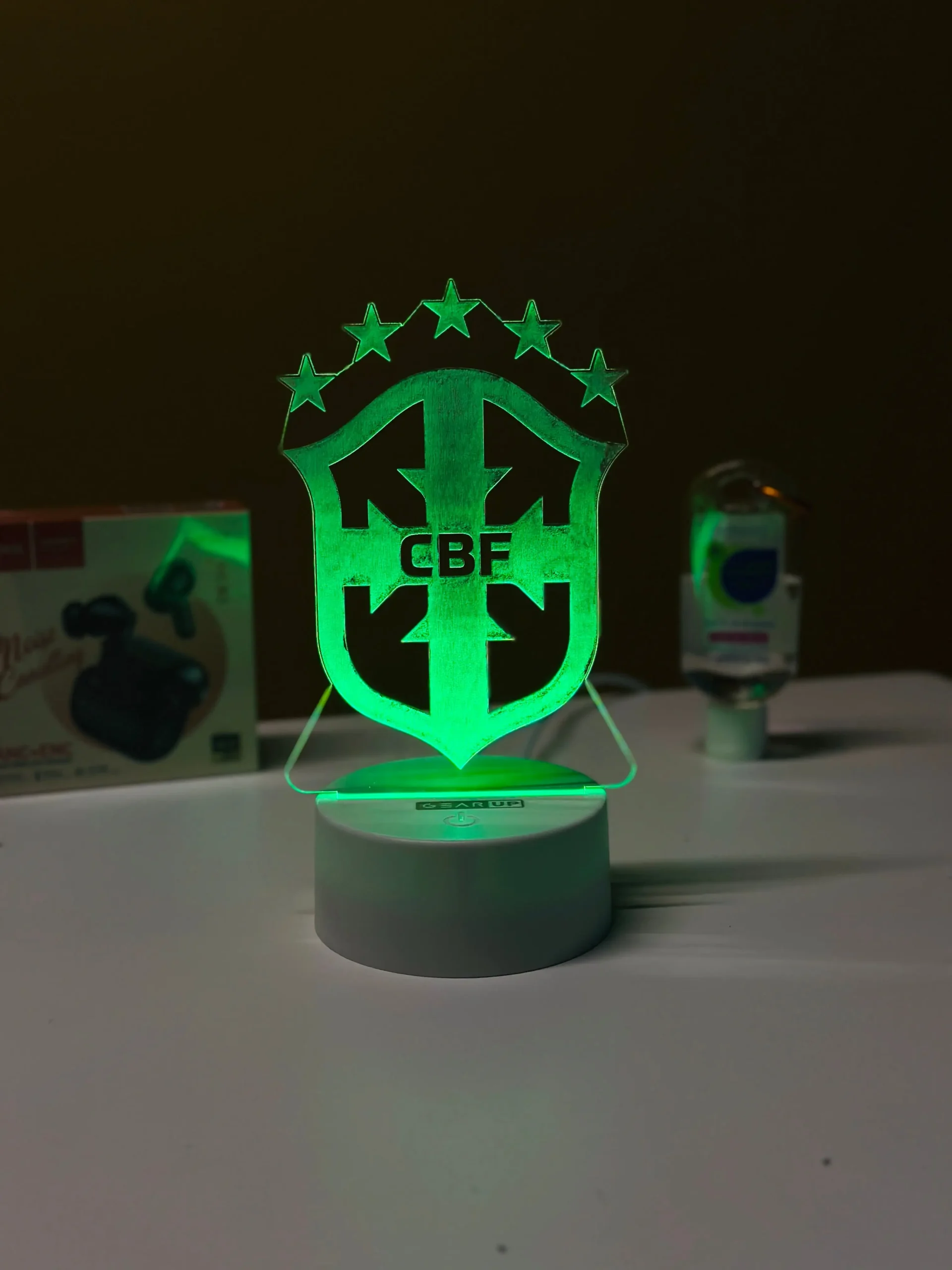 GearUP Acrylic Multicolor Night Lamp (Brazil Logo)